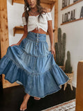 Boho Denim Cake Skirt