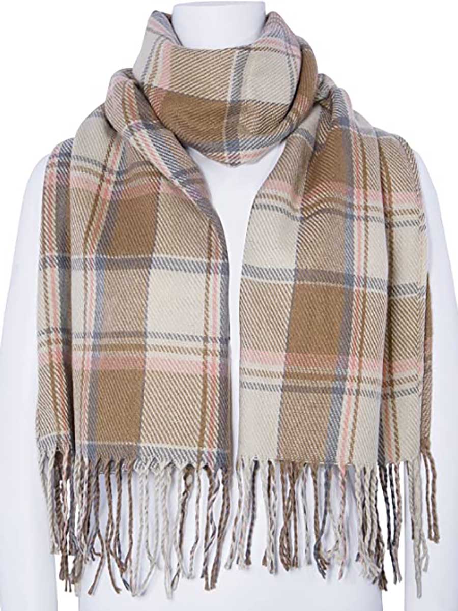 Lunimesd Warm Plaid Tassel Scarf