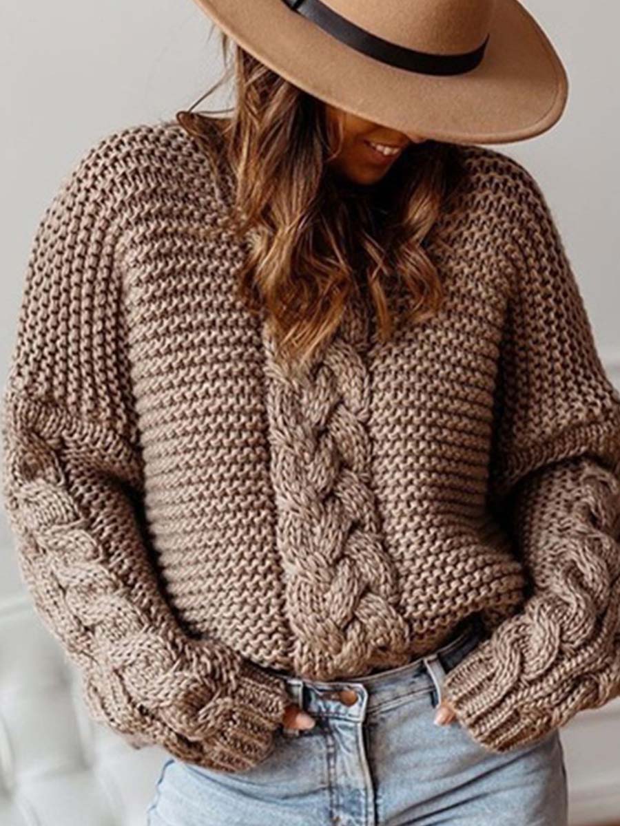 Lunimesd Solid Color Knitted Sweater