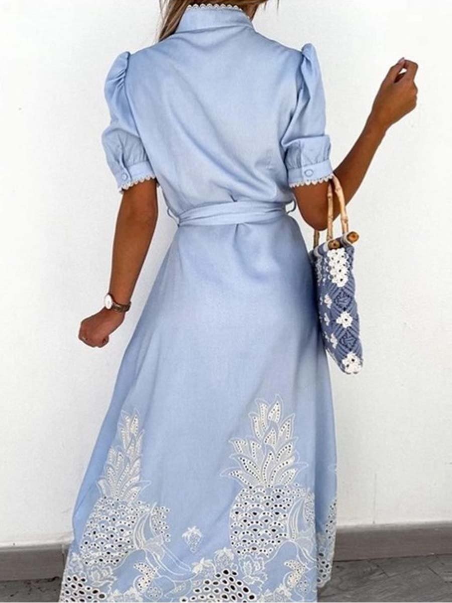 Lunimesd  Printed Belt Tunic Dress