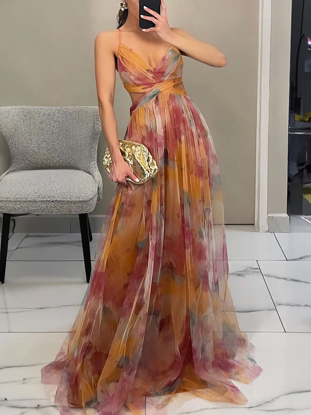 Ombre Mesh Artistry Maxi Dress