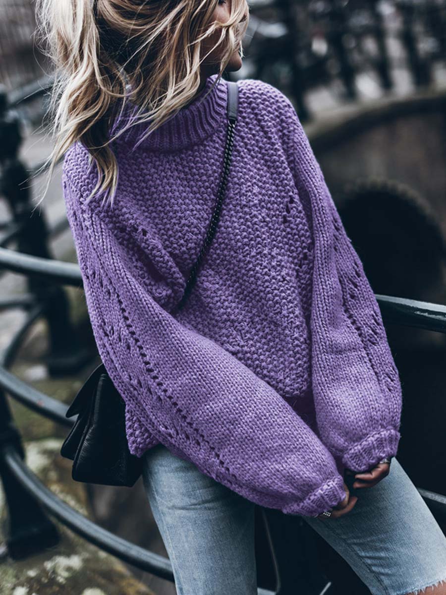 Lunimesd Solid Color Pullover Hollow Jumper