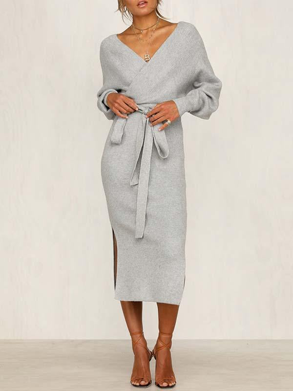 Lunimesd V Neck Autumn Dress