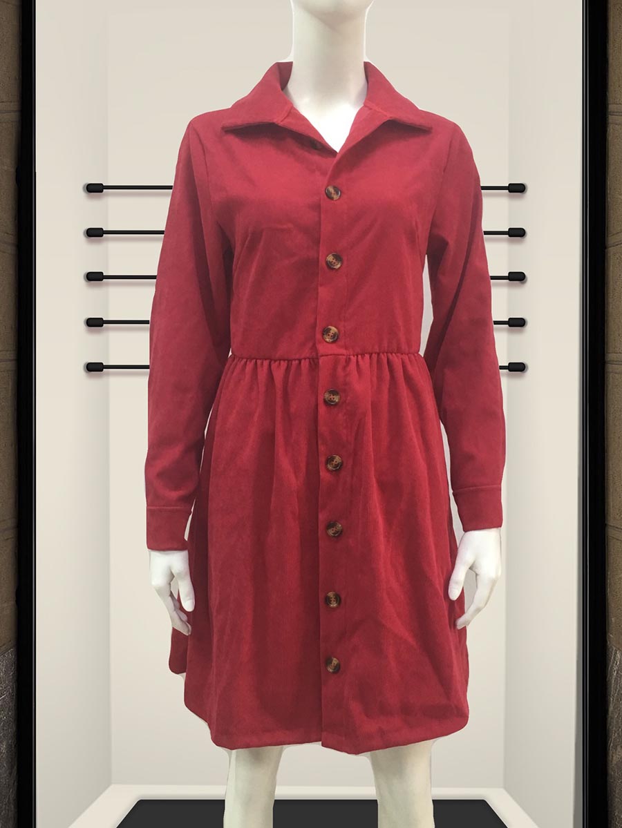 Lunimesd Single-Breasted Long-Sleeved Dress(4 colors)