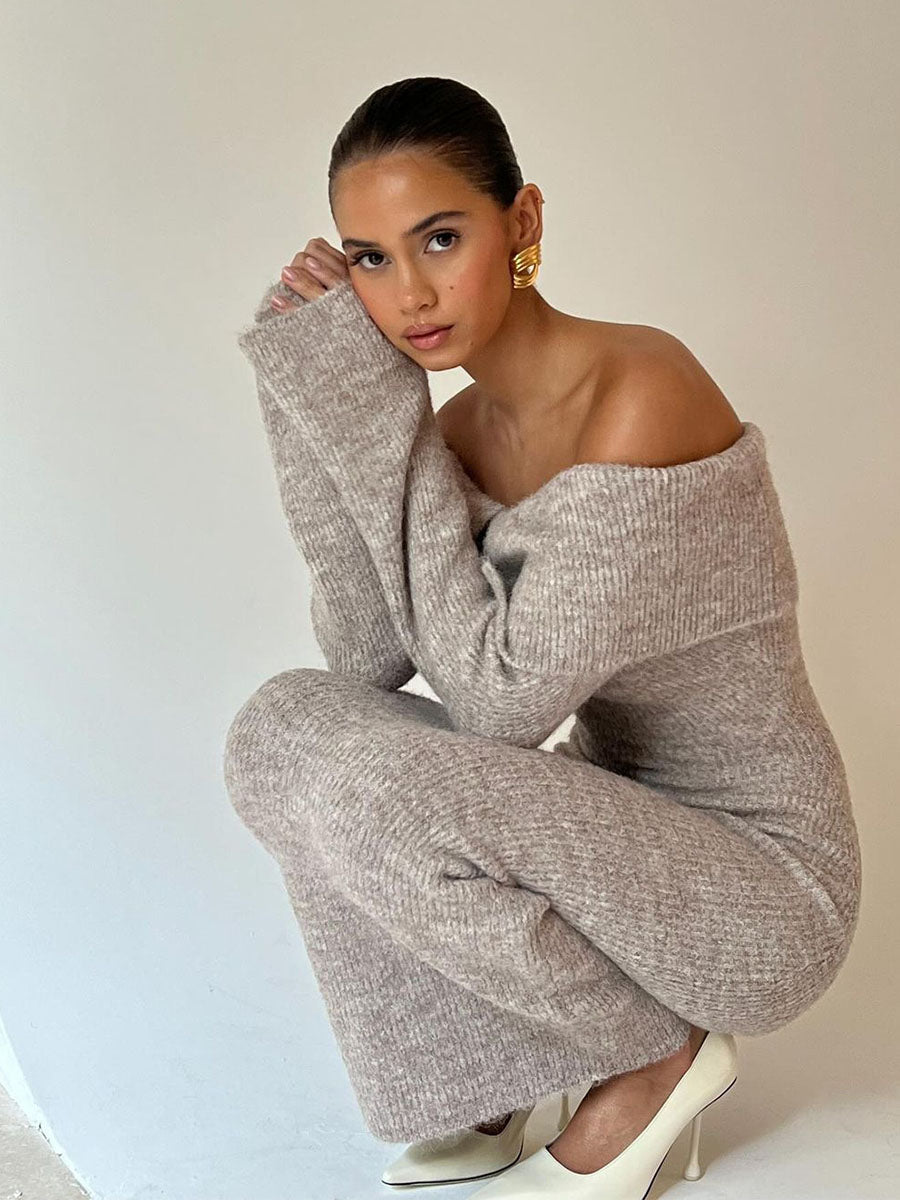 Cozy Off-Shoulder Knit Dress