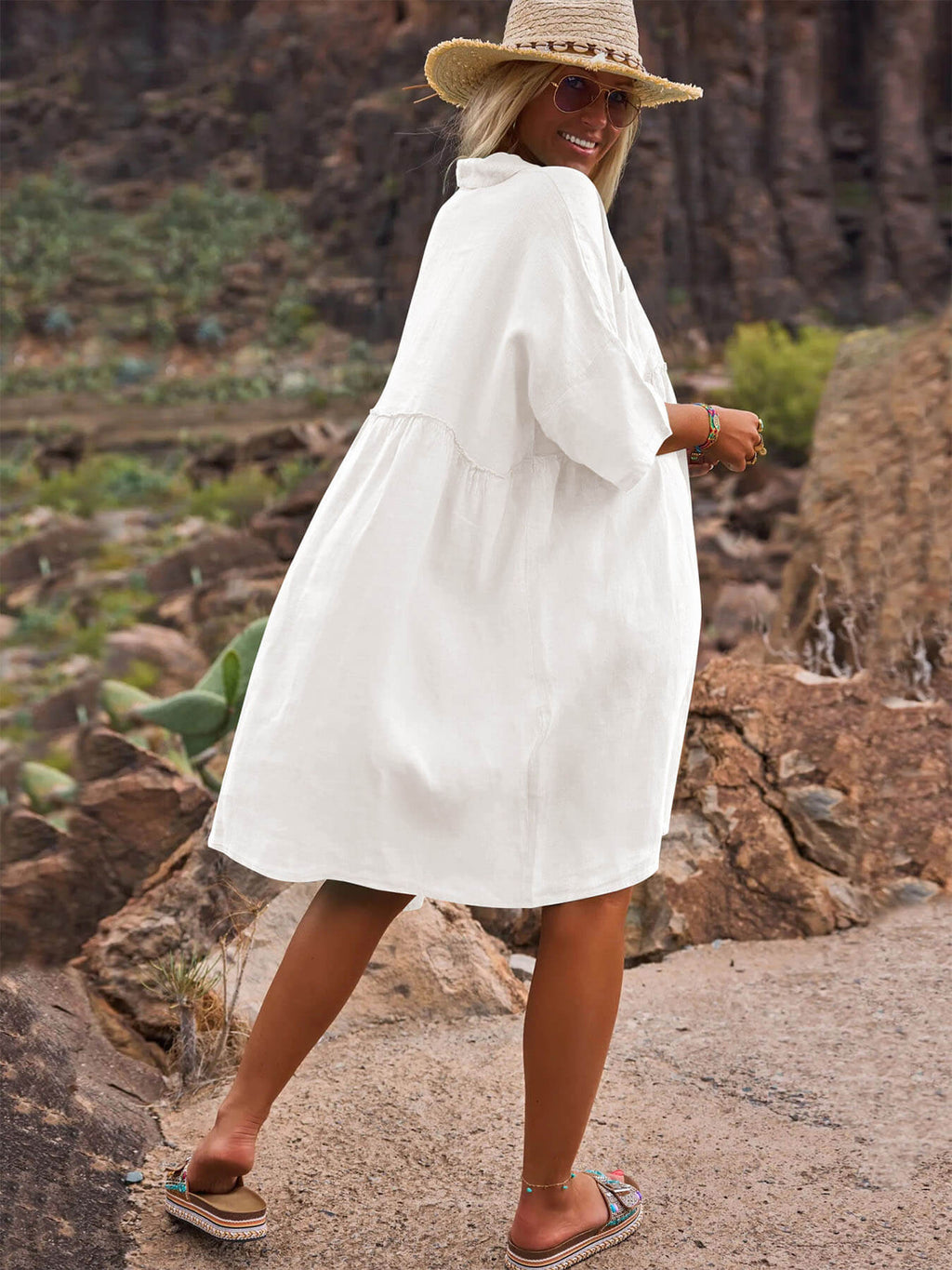 Casual Button Shirt Dress