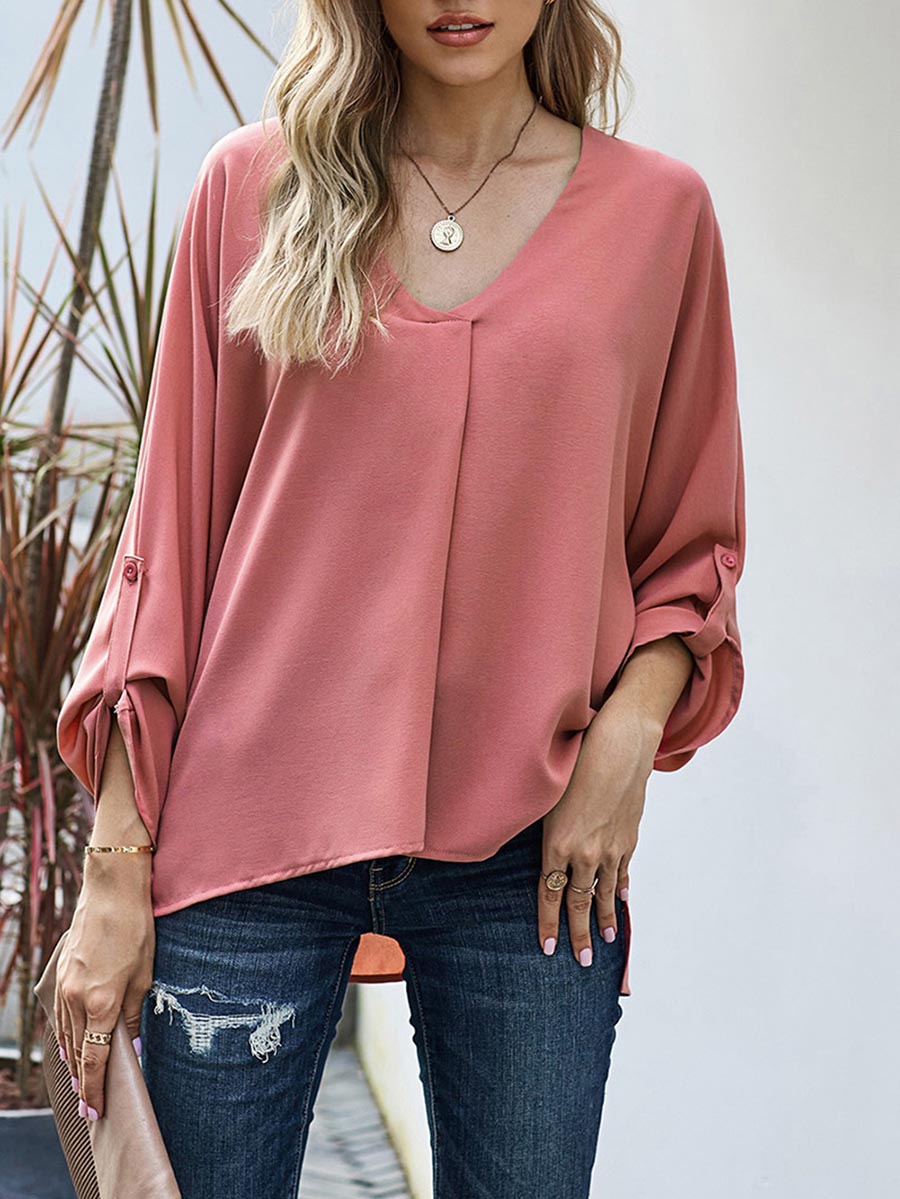 Lunimesd Sexy V-Neck Loose Long-Sleeved Tops (7 colors)