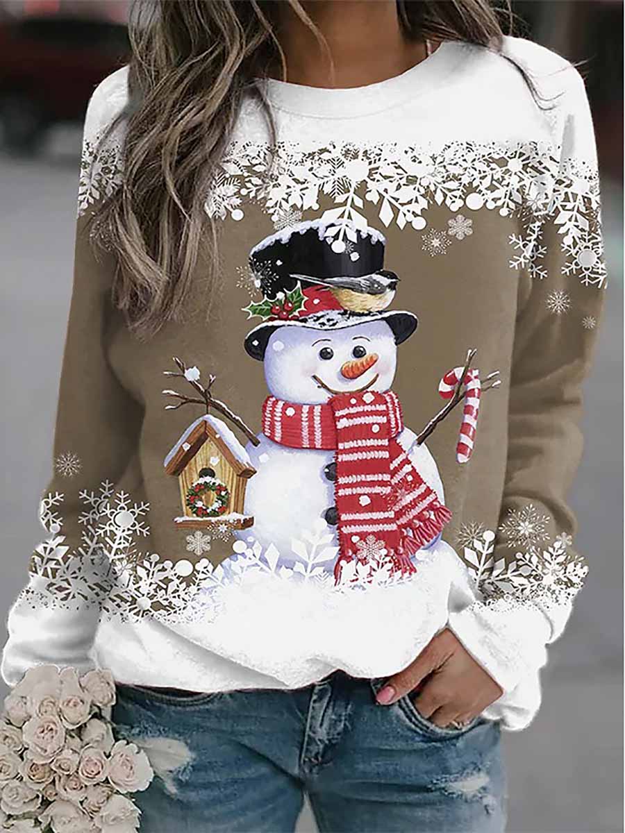 Lunimesd Christmas snowman print loose sweater(8 colors)