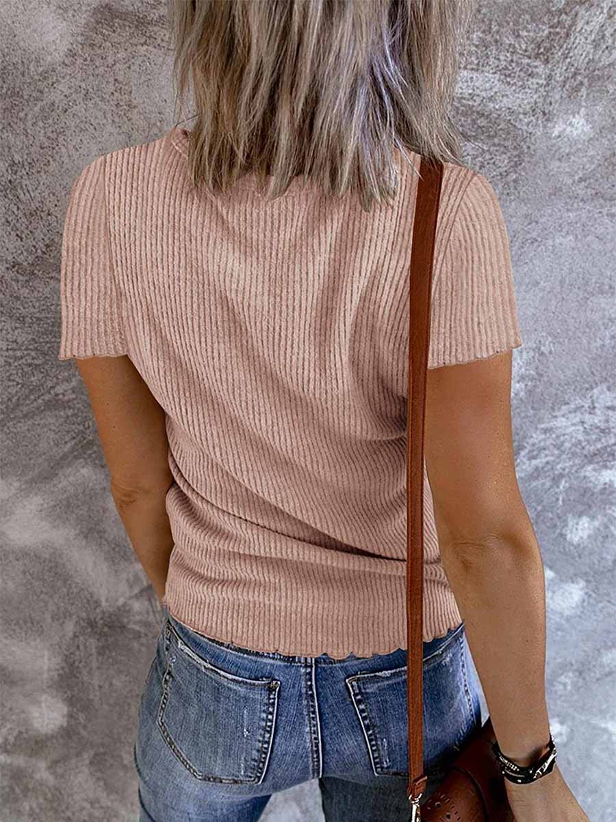 Lunimesd Solid Color V-Neck Short Sleeve T-Shirt(7 colors)