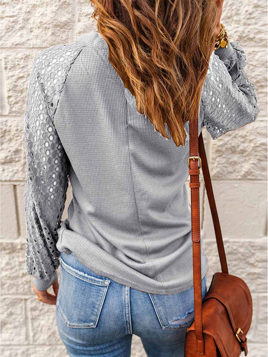 Lunimesd Lace Patchwork Long Sleeve Top (5 colors)