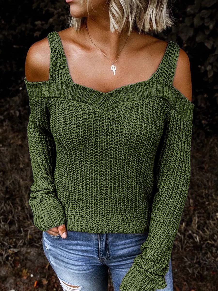 Lunimesd off-Shoulder Knitted Sweater