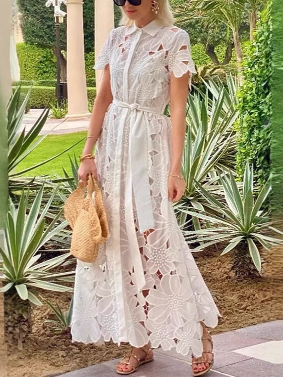 Lace Floral Cardigan Dress