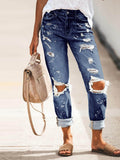 Lunimesd  Washed Casual Ripped Jeans
