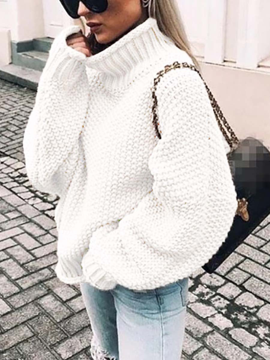 Lunimesd Turtleneck Bat Sleeve Warm Sweater