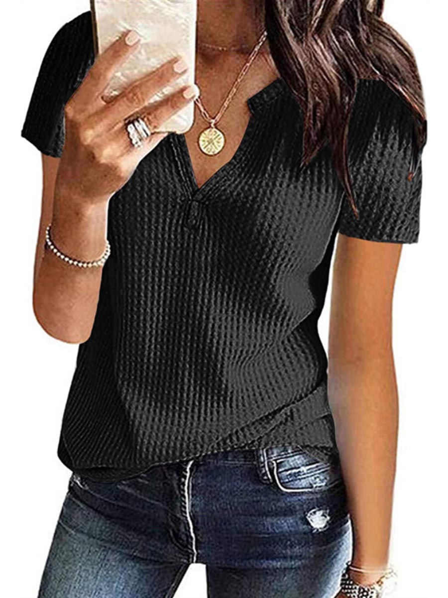 Lunimesd V-Neck Solid Color T-Shirt (16 colors)