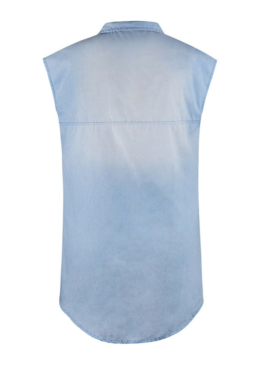 Lunimesd Sleeveless Buttoned Shirt Denim Dress