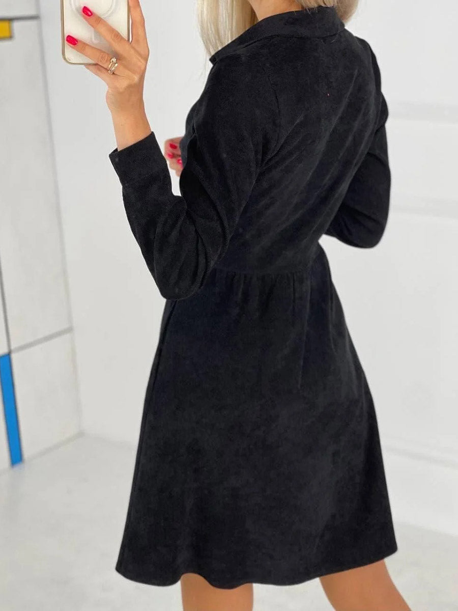 Lunimesd Single-Breasted Long-Sleeved Dress(4 colors)