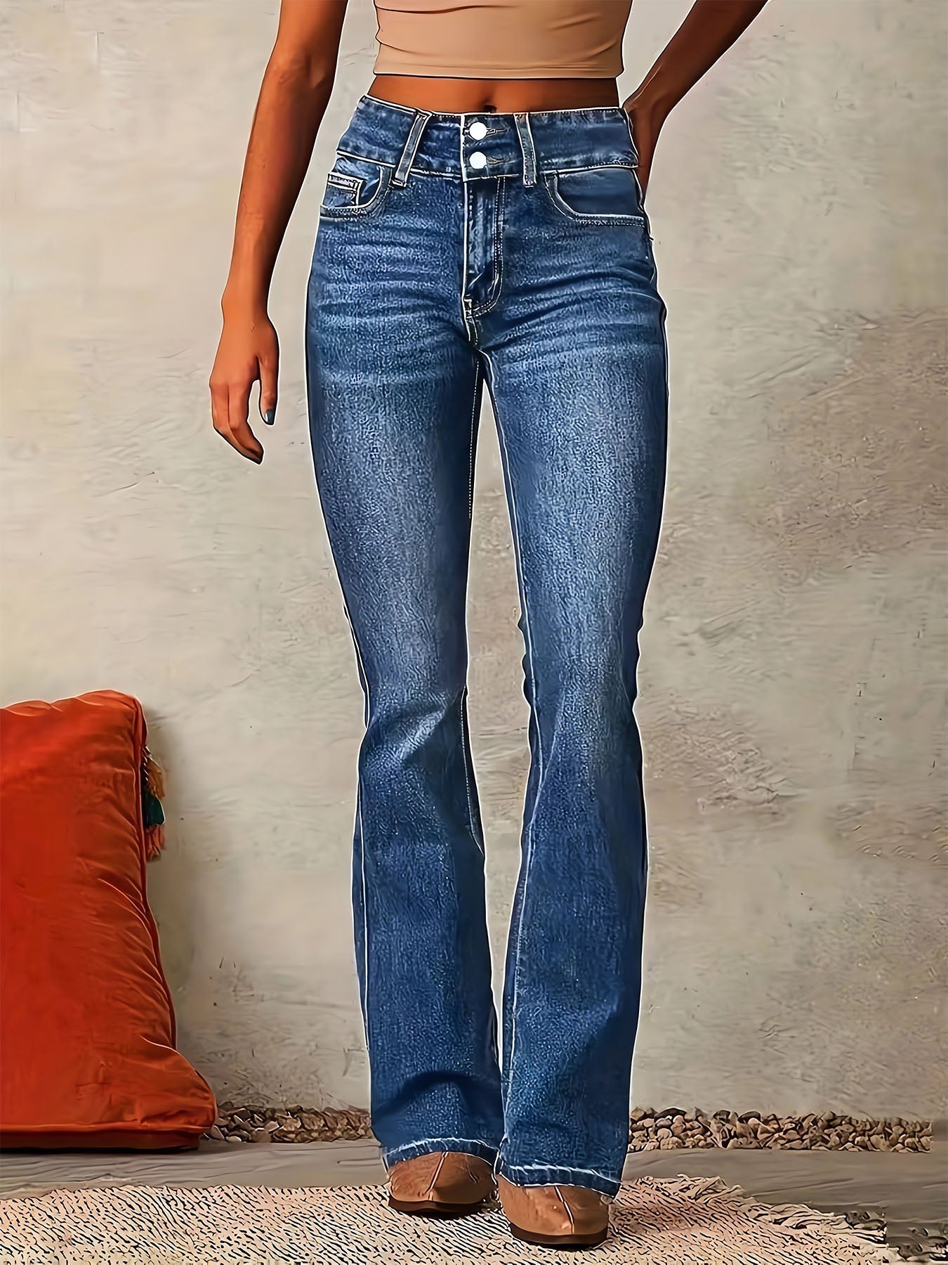 Stretch Denim Flare Jeans