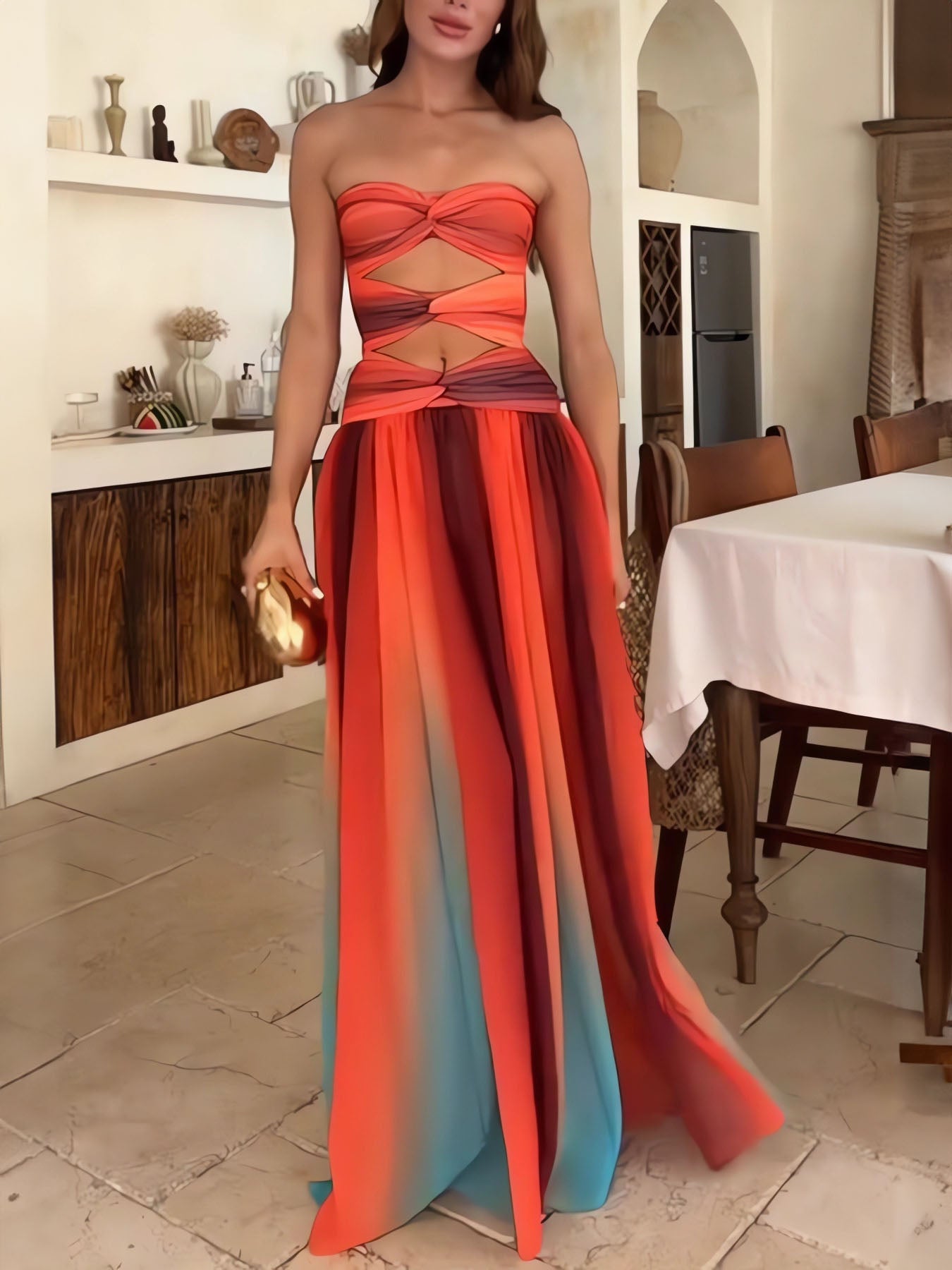 Sexy Chiffon Irregular Maxi Dress