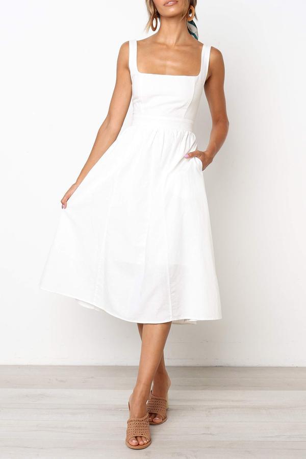 Lunimesd Sleeveless Solid Color Regular Fit Casual Wear Dress