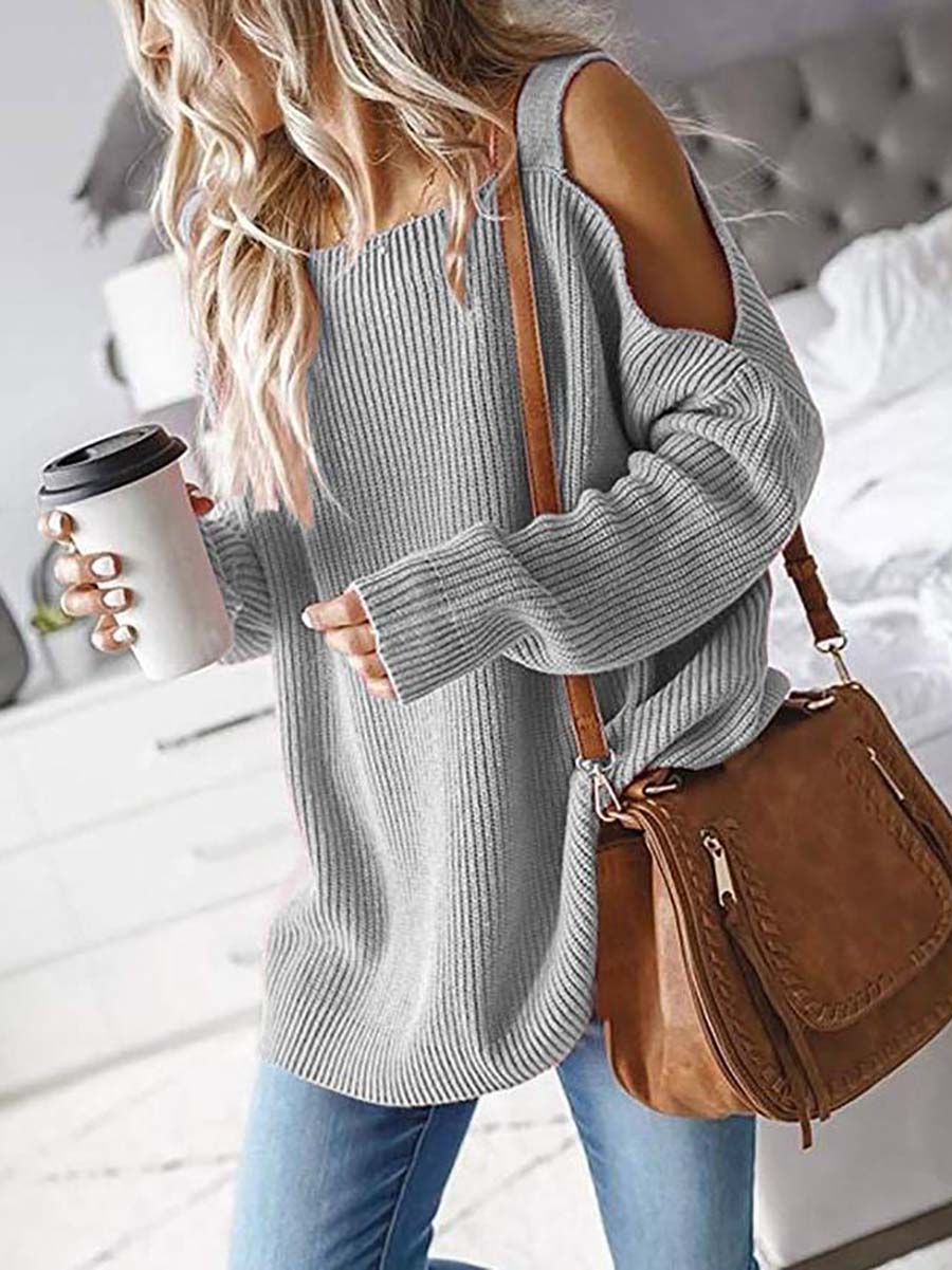 Lunimesd Cold Shoulder Knit Sweater