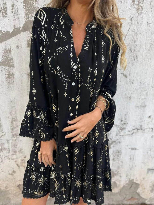 Hot Stamping Lace Hollow Dress