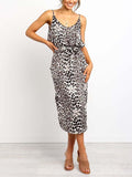 Lunimesd Leopard Slit Dress With Pocket