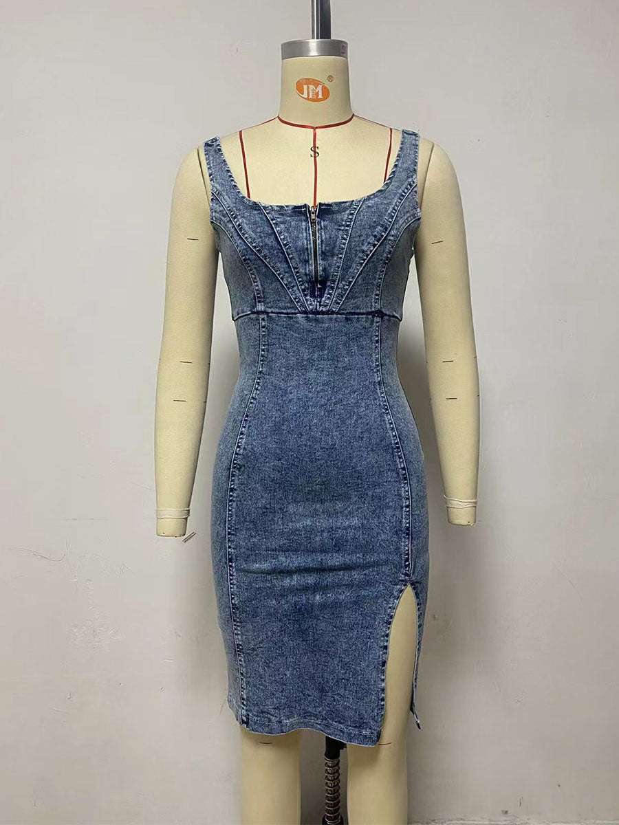 Urban Curve Denim Zip Dress