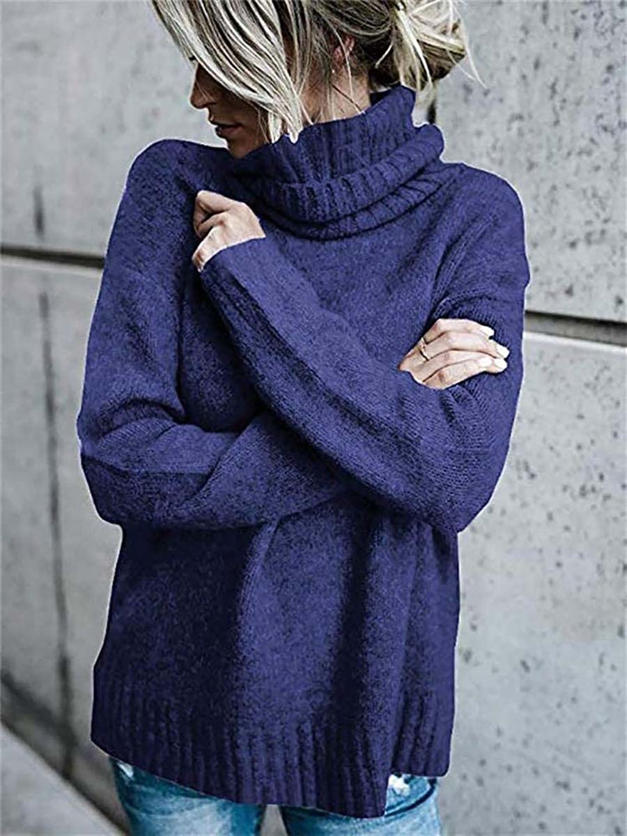 Lunimesd Solid Color Turtleneck Long Sleeve Sweater(6 colors)