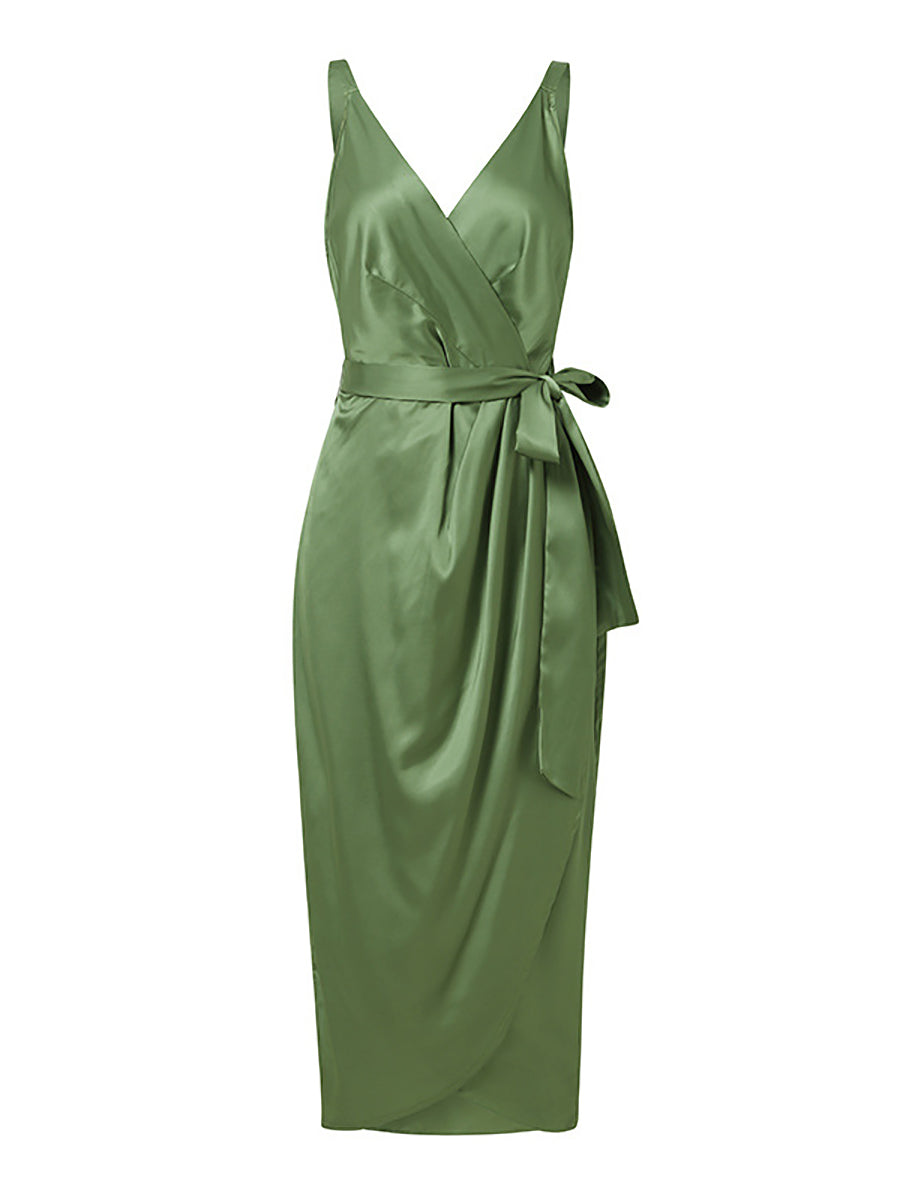 Lunimesd Solid Color Straps Slim Irregular Dresses