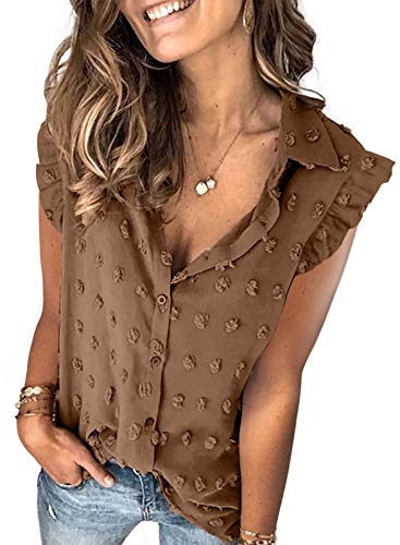 Lunimesd Astylish Women Pompom Button Down Shirt Casual Blouse Top