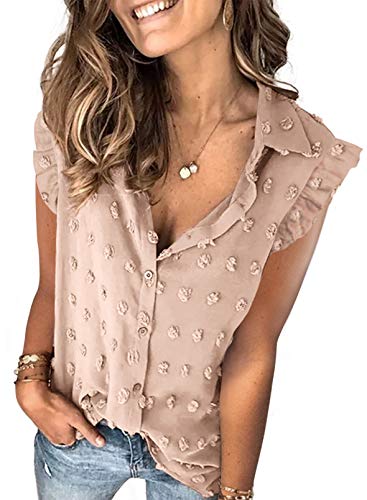 Lunimesd Astylish Women Pompom Button Down Shirt Casual Blouse Top