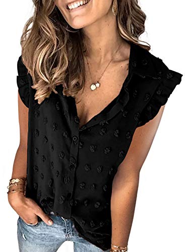 Lunimesd Astylish Women Pompom Button Down Shirt Casual Blouse Top