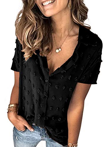 Lunimesd Astylish Women Pompom Button Down Shirt Casual Blouse Top