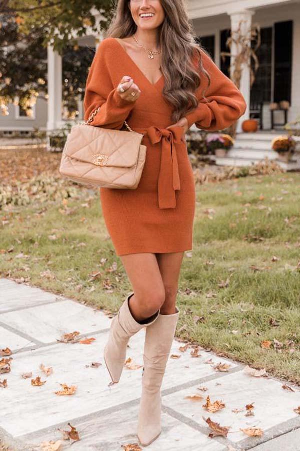Lunimesd Future Happiness Chelsea Wrap Sweater Dress