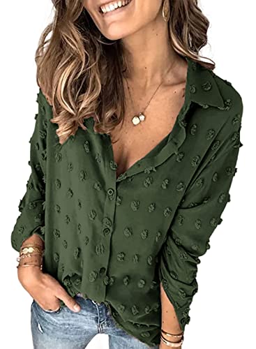 Astylish Women Pompom Button Down Shirt Casual Blouse Top