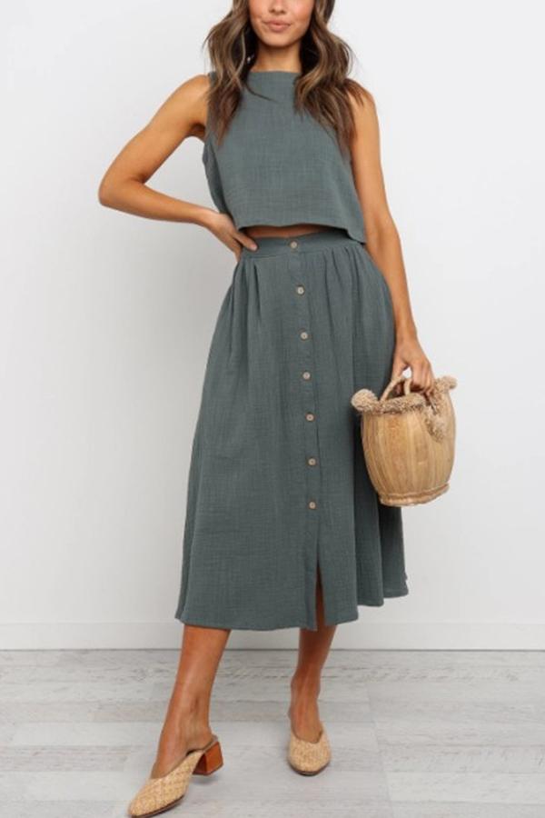 Lunimesd Tank Button Down Dress Set