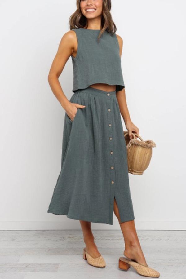 Lunimesd Tank Button Down Dress Set