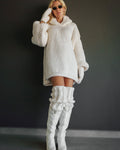 White hand-knitted soft sweater