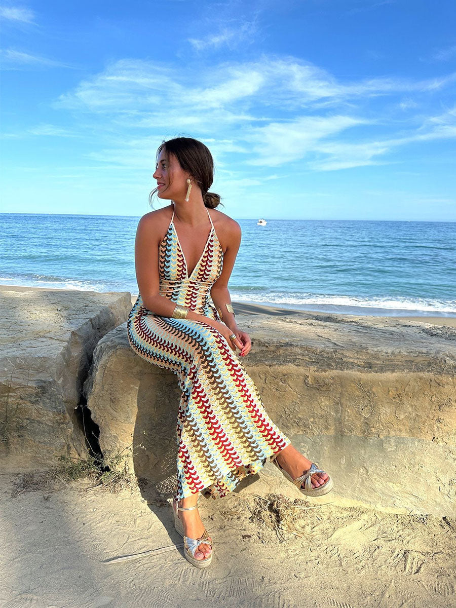 Sunweave Halter Threads Lace Dress