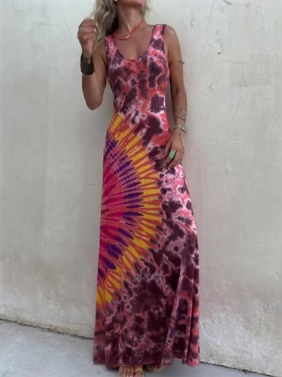 Boho Tie-Dye Maxi Dress