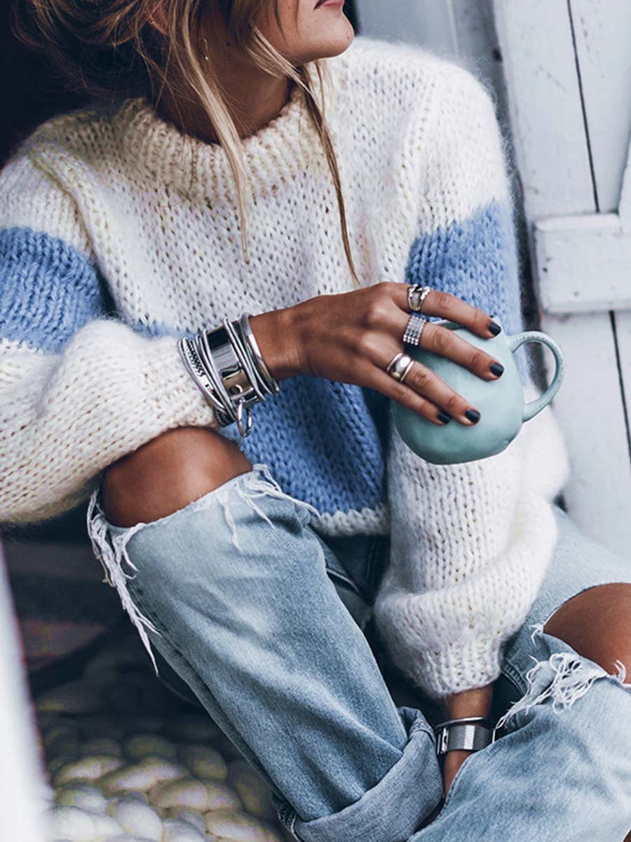 Lunimesd Round Neck Knitted Sweater