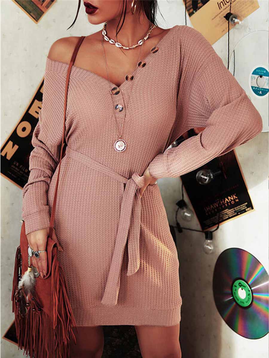 Lunimesd Sexy Button Knot Dress