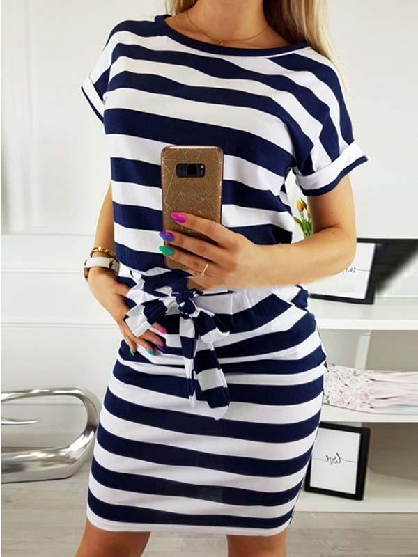 Lunimesd O Neck Midi Dress With Belt (4 colors)