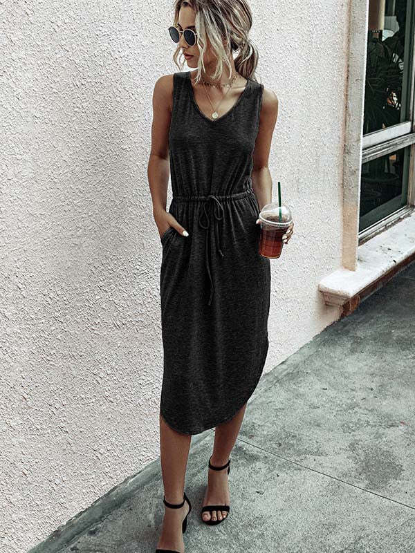 Lunimesd Casual V-Neck Vest Dress