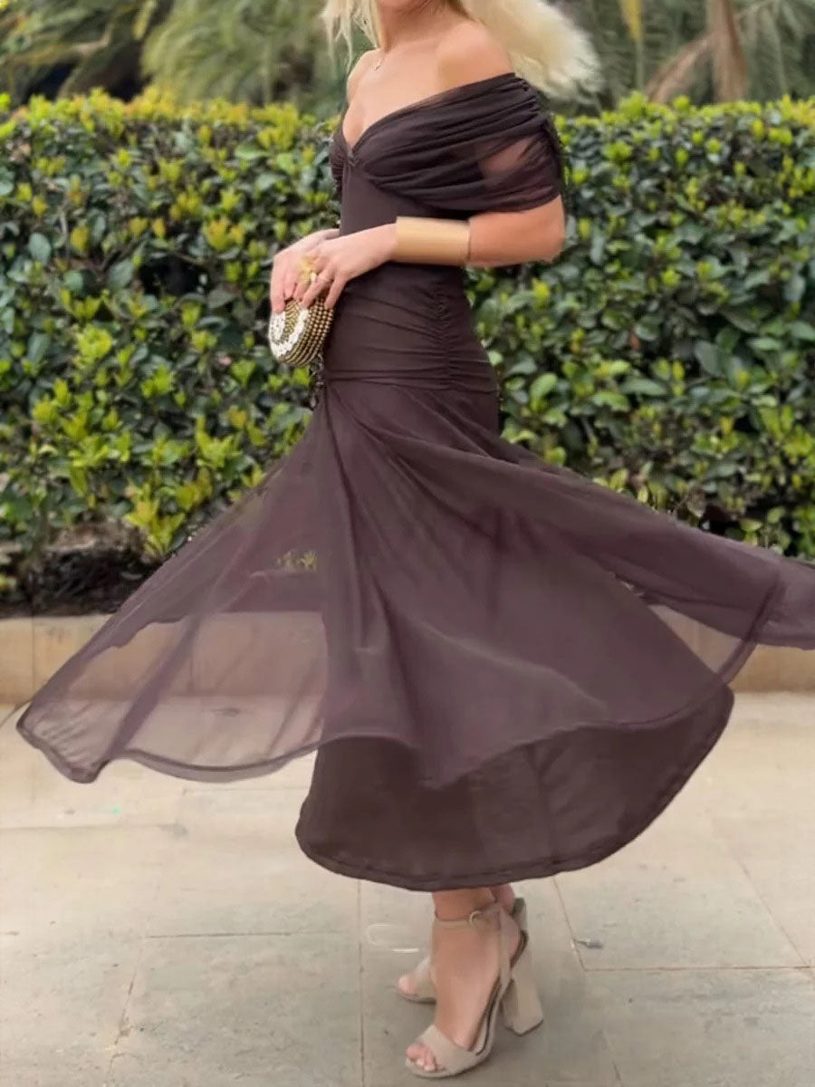 Boho Off Shoulder Cross Wrap Dress