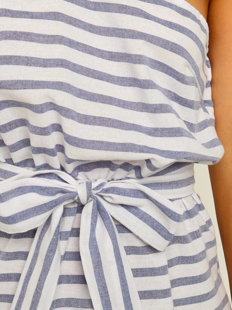 Lunimesd Sexy Off-Shoulder Striped Dress