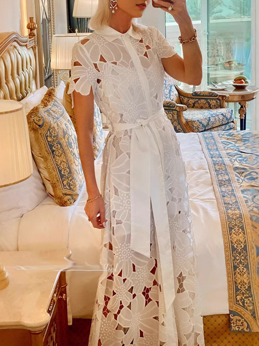 Lace Floral Cardigan Dress