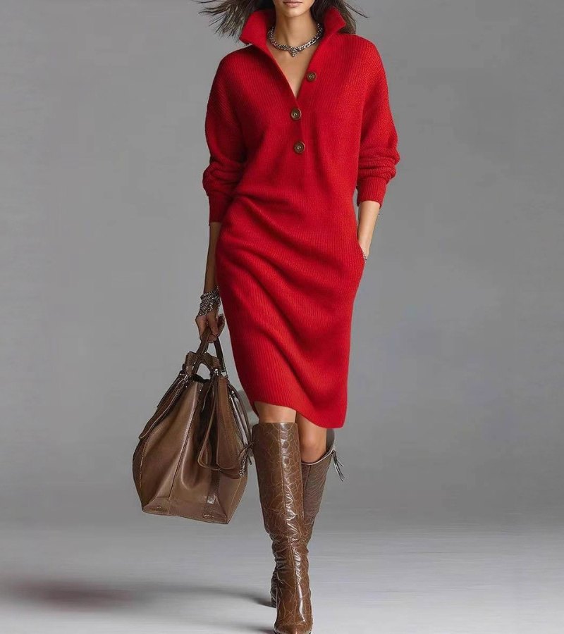 WARM KNIT DRESS, ELEGANT AND COMFORTABLE