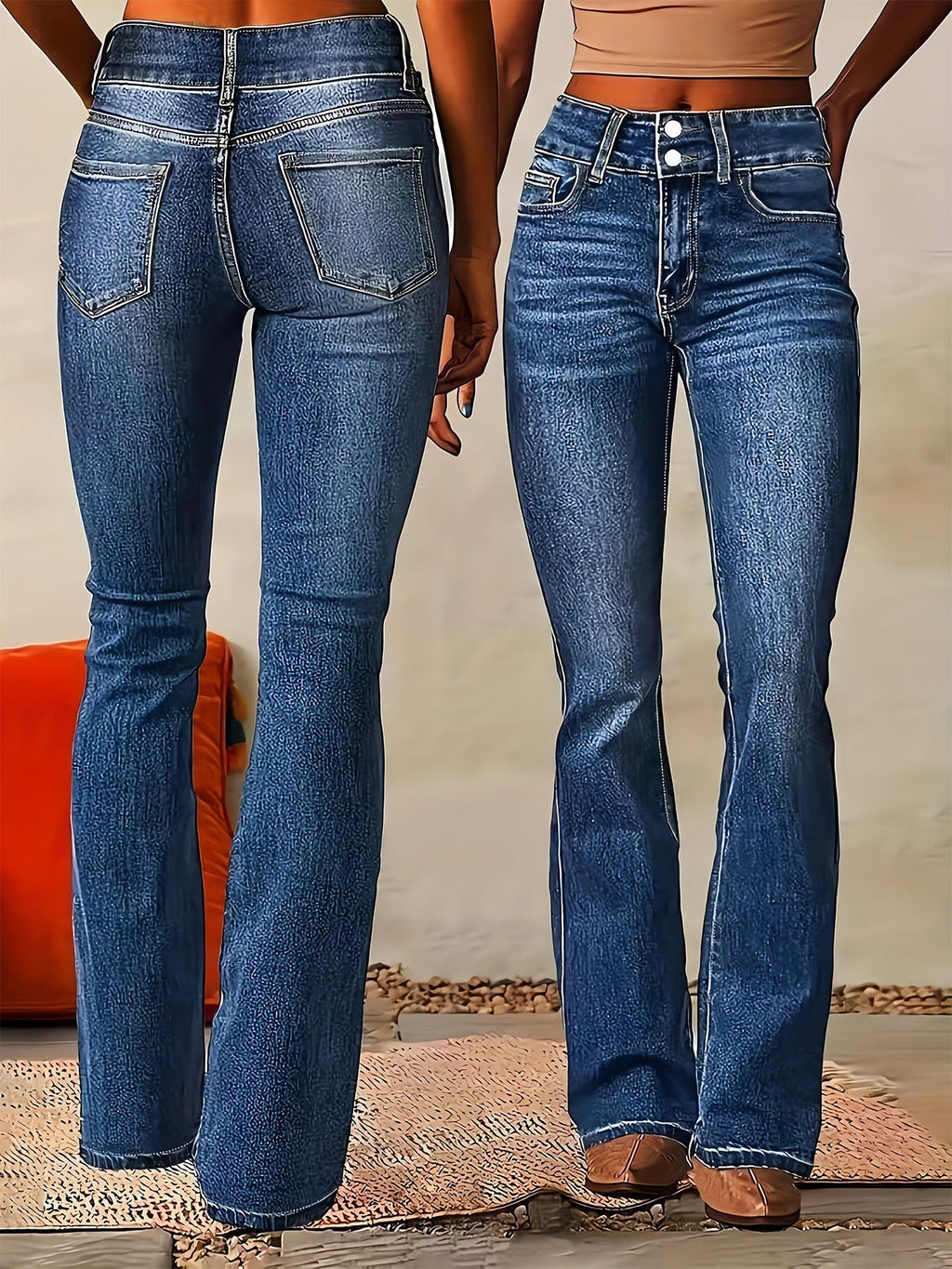 Stretch Denim Flare Jeans